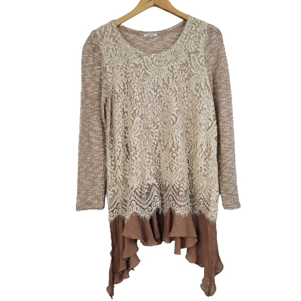 Jodifl lagonlook lace knit tunic top
